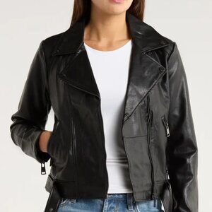 Elodie | Faux Leather Moto Jacket | Size L